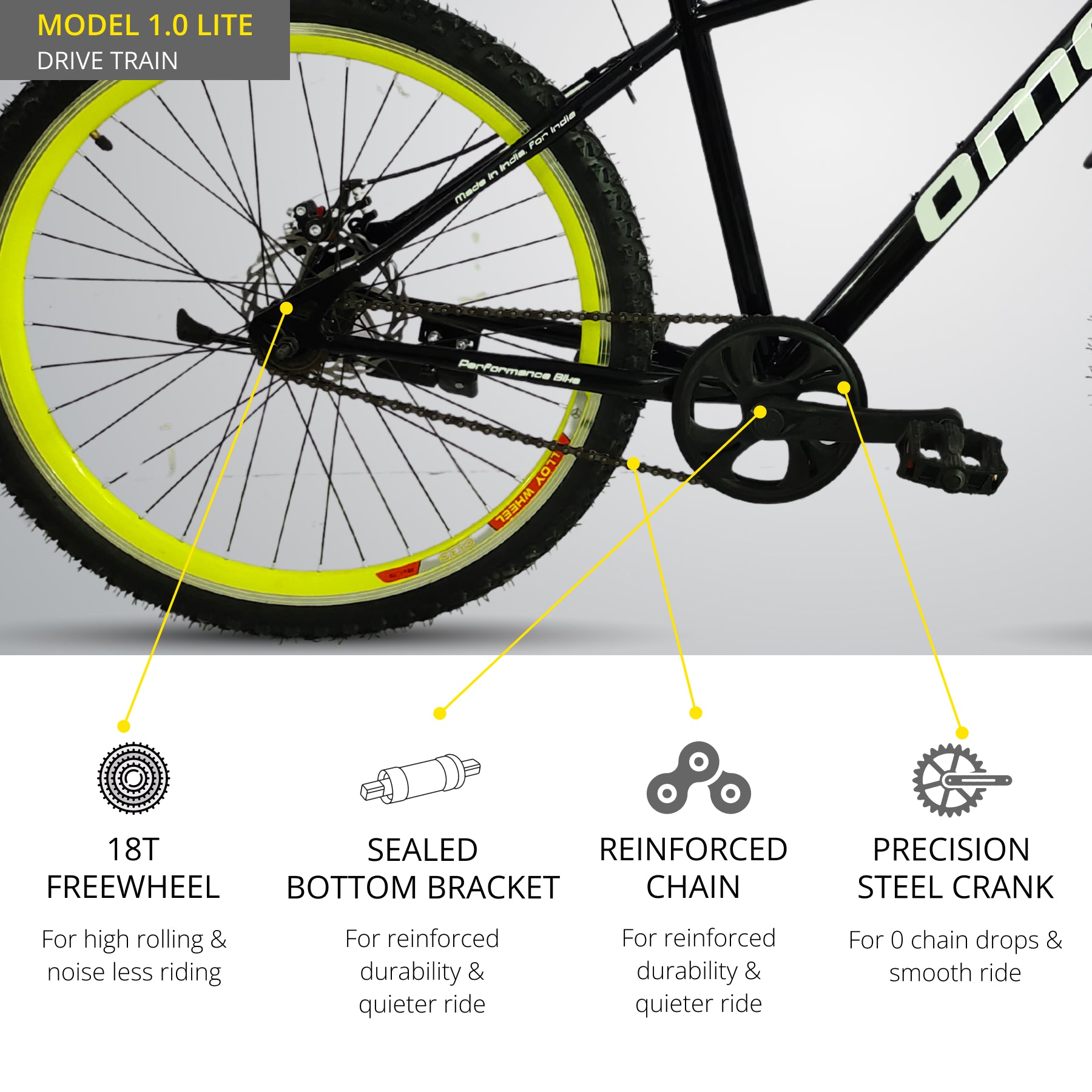 Omobikes Model 1.0: The ultimate budget-friendly hybrid cycle for men and adults, featuring a sleek green and black design