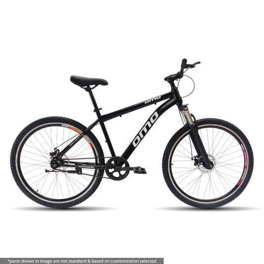 OMO bikes shillong steel MTB bike single speed mountain bike with suspension disc brakes in black color