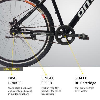 OMO bikes shillong steel MTB bike single speed mountain bike disc brake wheel view