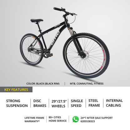 OMO bikes shillong steel MTB bike single speed  mountain bike with suspension disc brakes key features