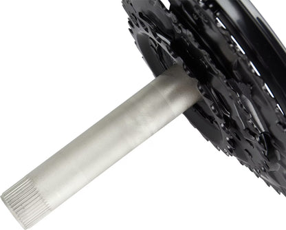 Close-up of Shimano Crankset Alivio FC-MT210-3 with a chainring on a white background