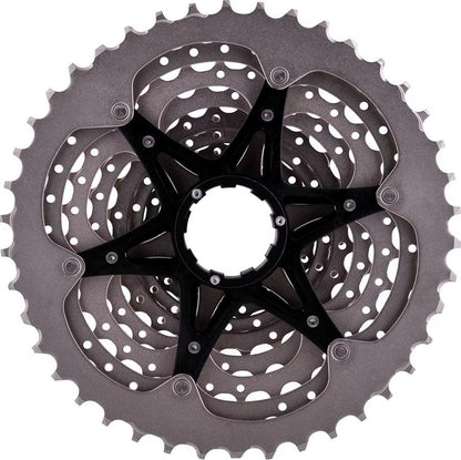 Close-up of Shimano Deore M4100 10 S bicycle gear cassette 