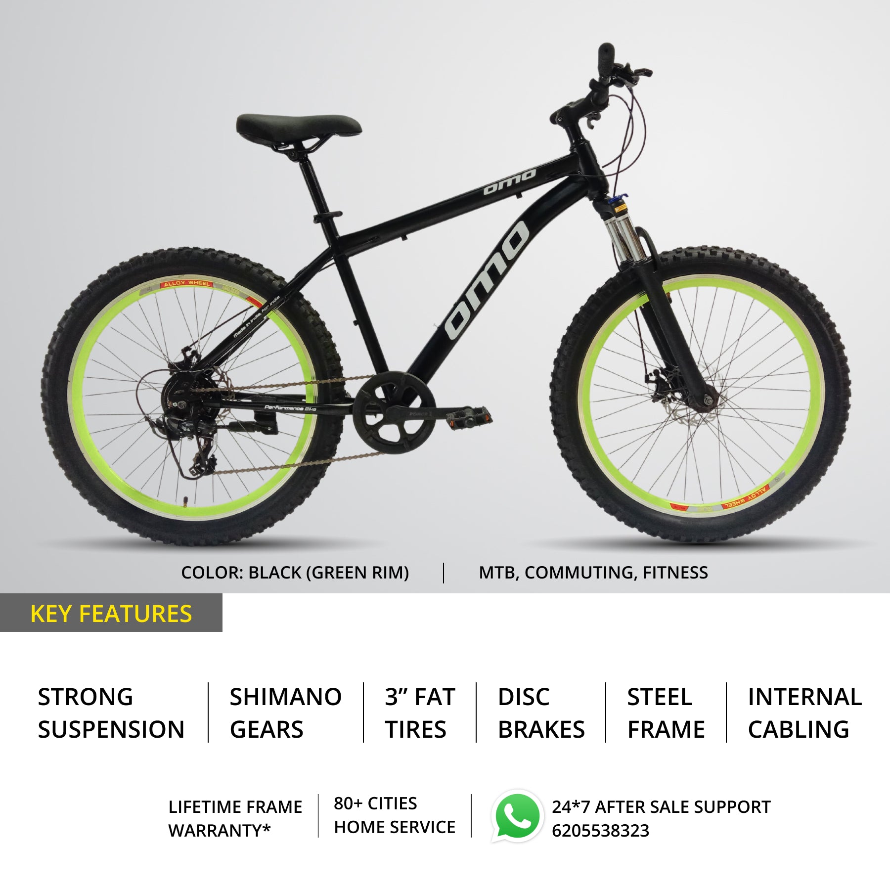 Vagator Ace Semi Fat Bike, 21 Shimano Gear in India Omobikes