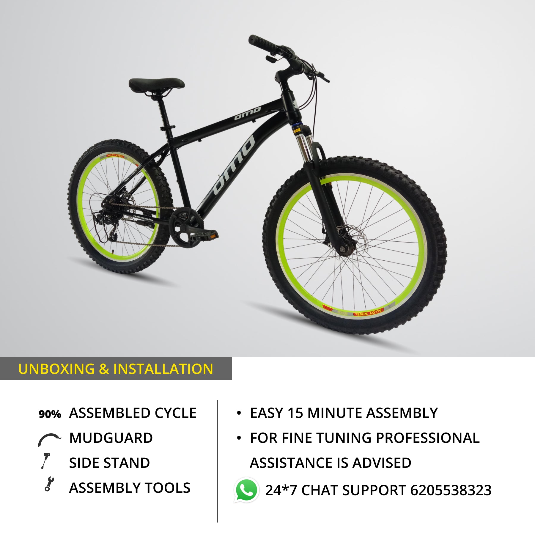 omobikes vagator geared semi fat MTB bike with shimano gear unboxing installation