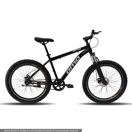 OMO bikes vagator semi FAT steel MTB bike single speed mountain bike with suspension disc brakes in black color