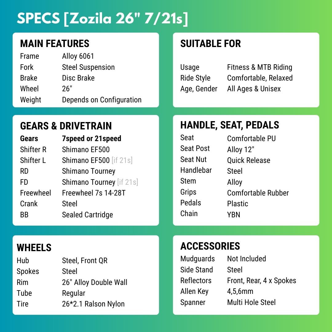 Zozila 26inch MTB | 7/21 Speed Gear Cycle