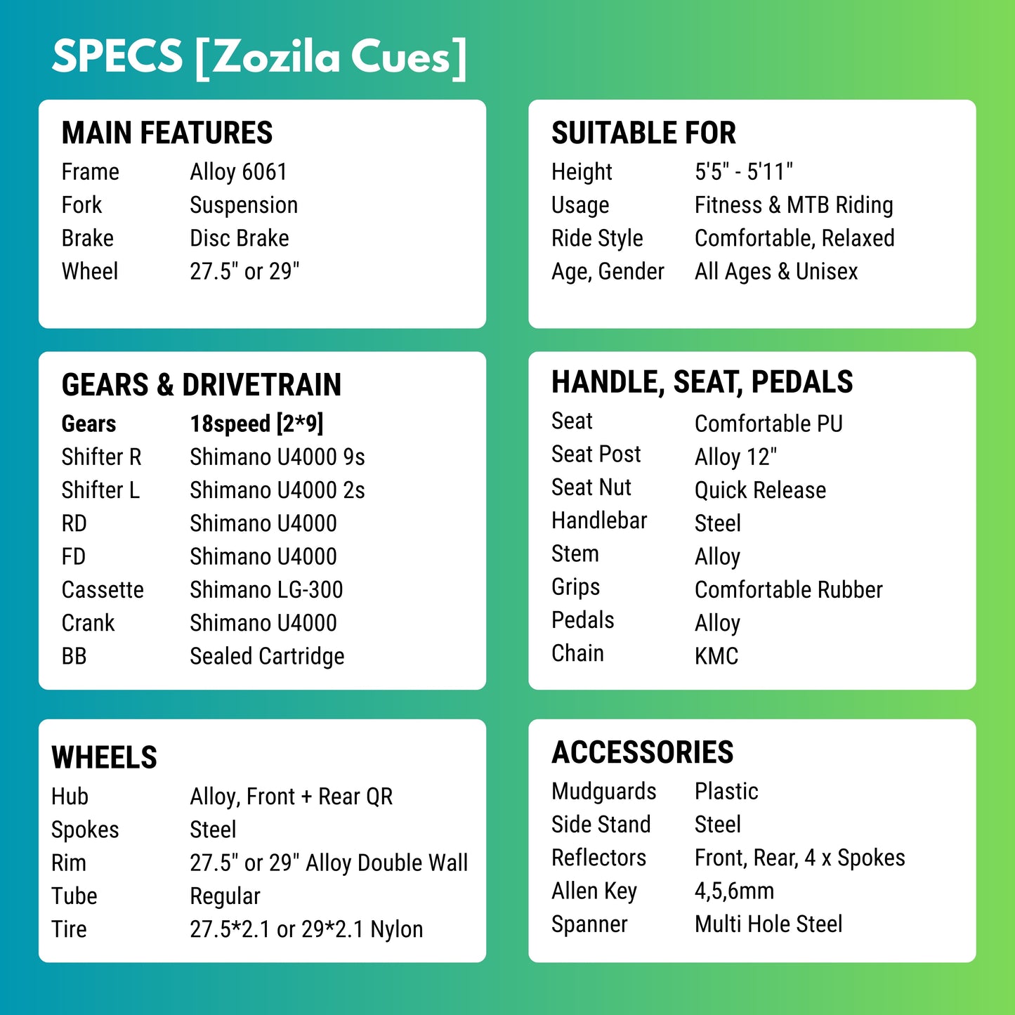 Zozila Cues [18 Gears MTB]