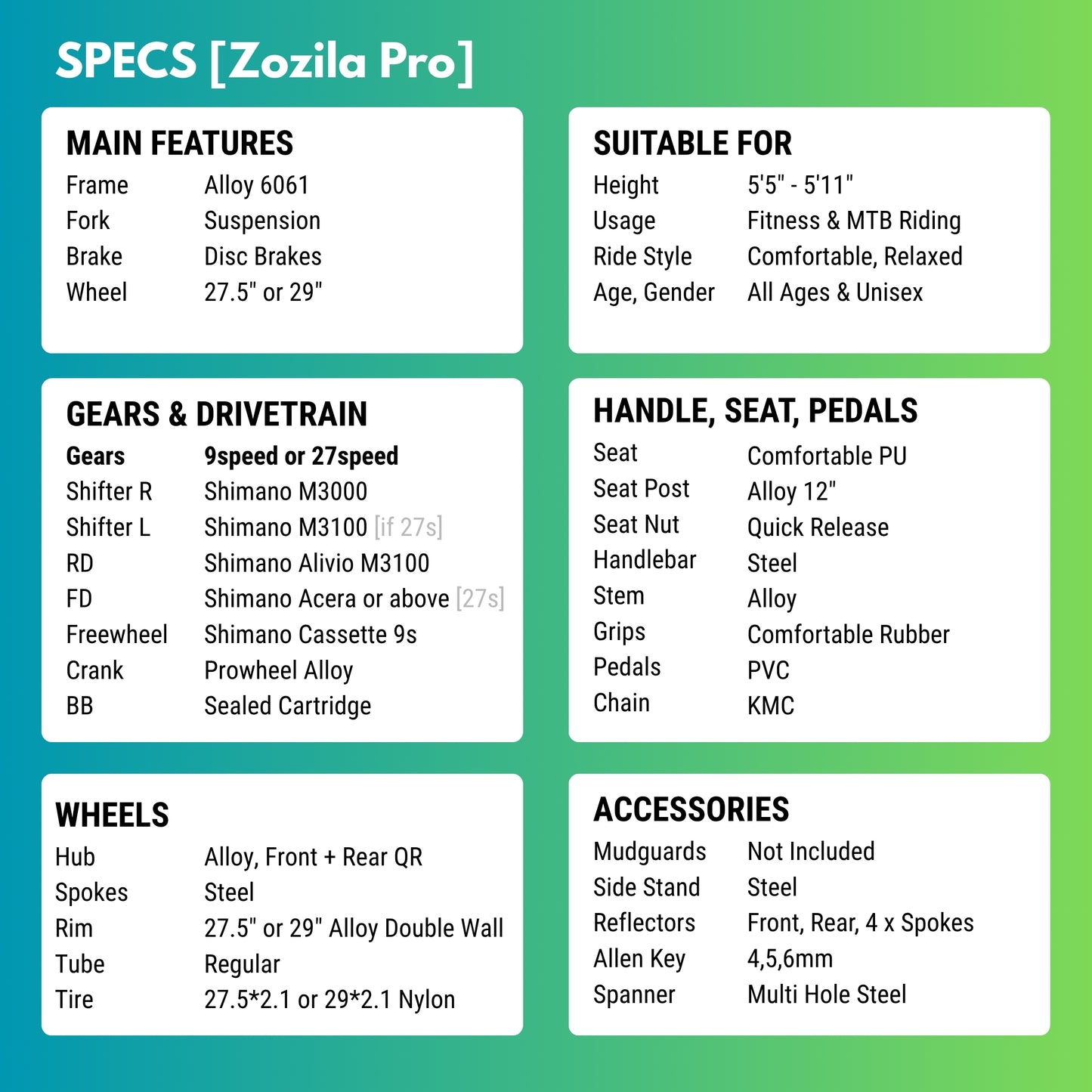 Zozila Pro [9/27 Gears MTB]