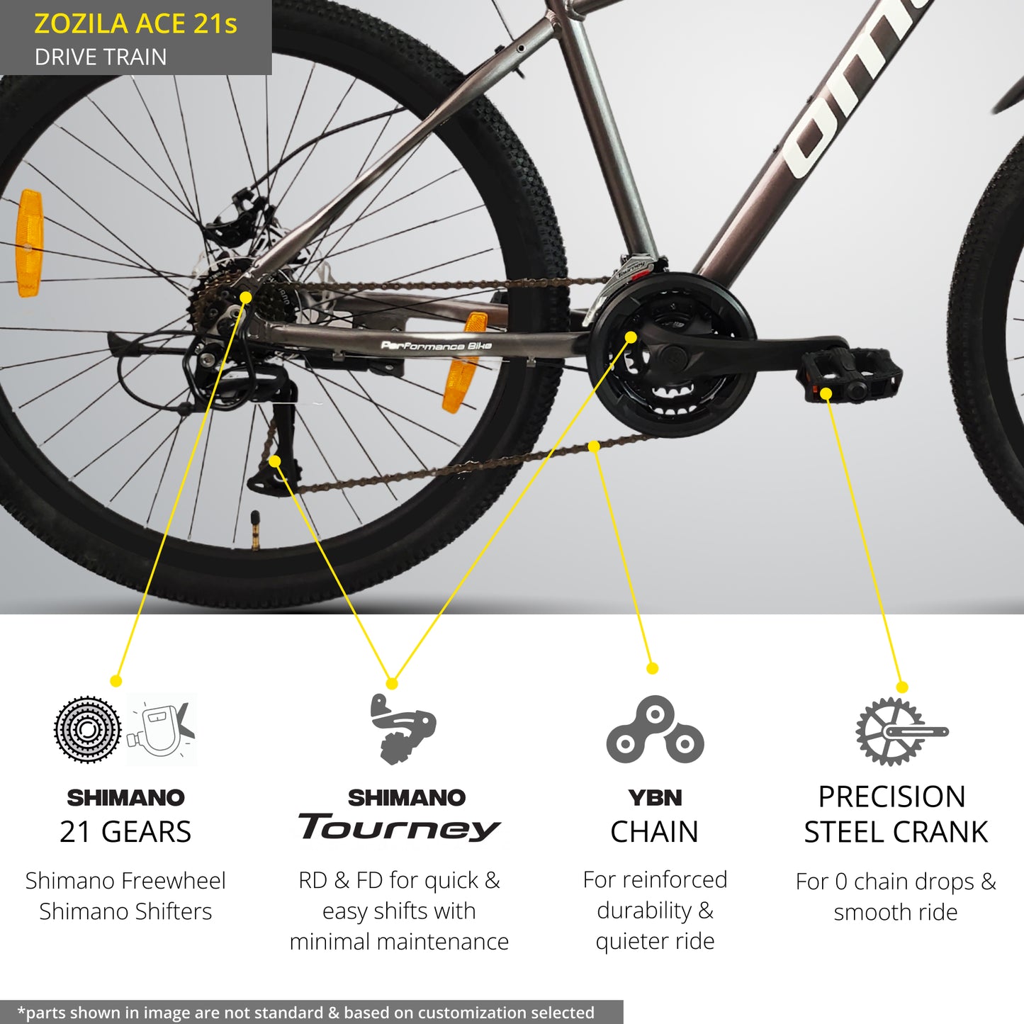 Zozila Ace alloy frame mtb drivetrain view