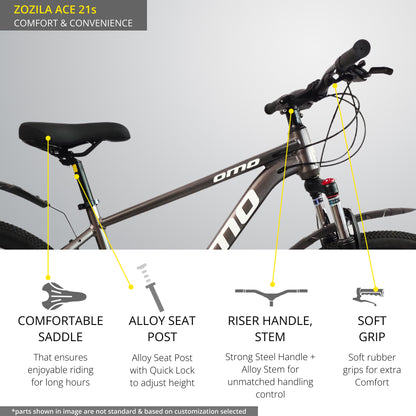 Zozila Ace alloy frame mtb handle and seat view