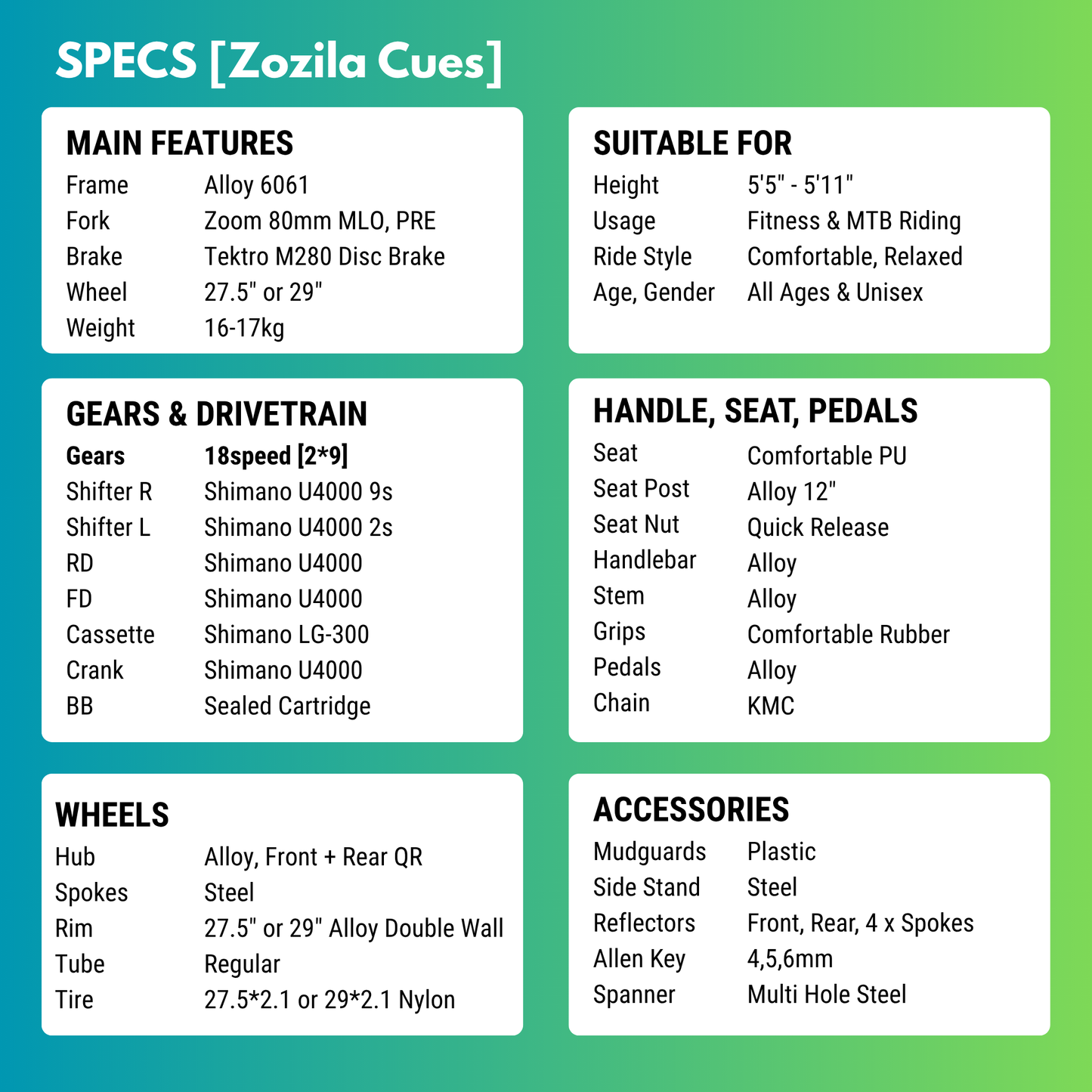 Zozila Cues [18 Gears MTB]