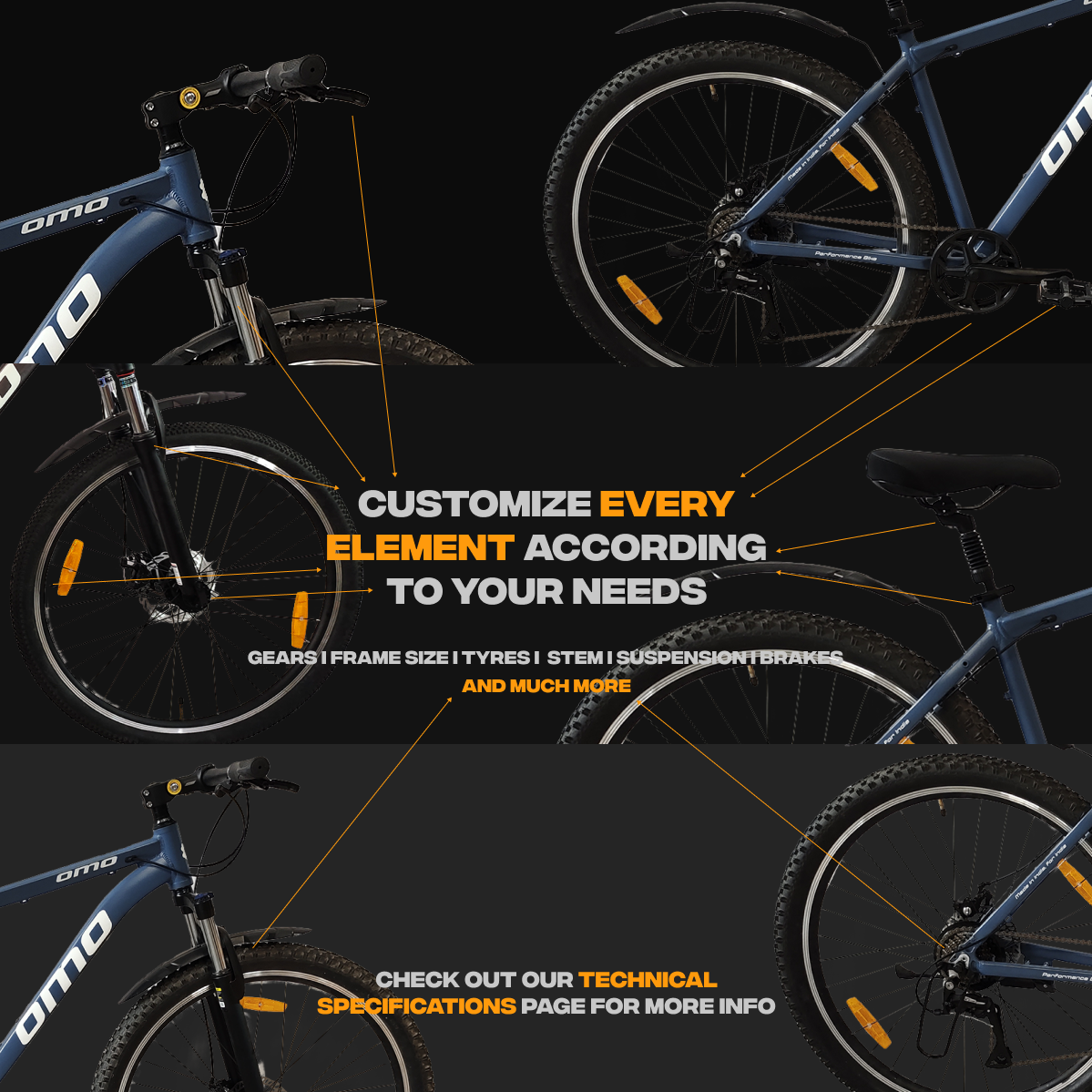 Zozila prime 8 and 24 gear mountain mtb bike customisation options by omobikes