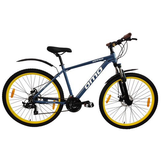 zozila ace 7 and 21 gear mountain mtb bike with lockout suspension internal wiring blue color frame yellow wheel by omobikes