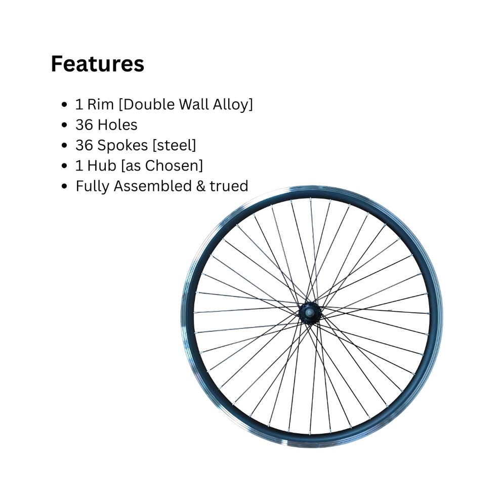 Bicycle Rim 26T Fully Laced Double Wall Alloy Wheel with hub & Spokes ...