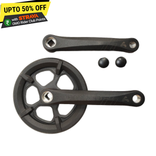 Bicycle crankset alloy single speed top view by omobikes