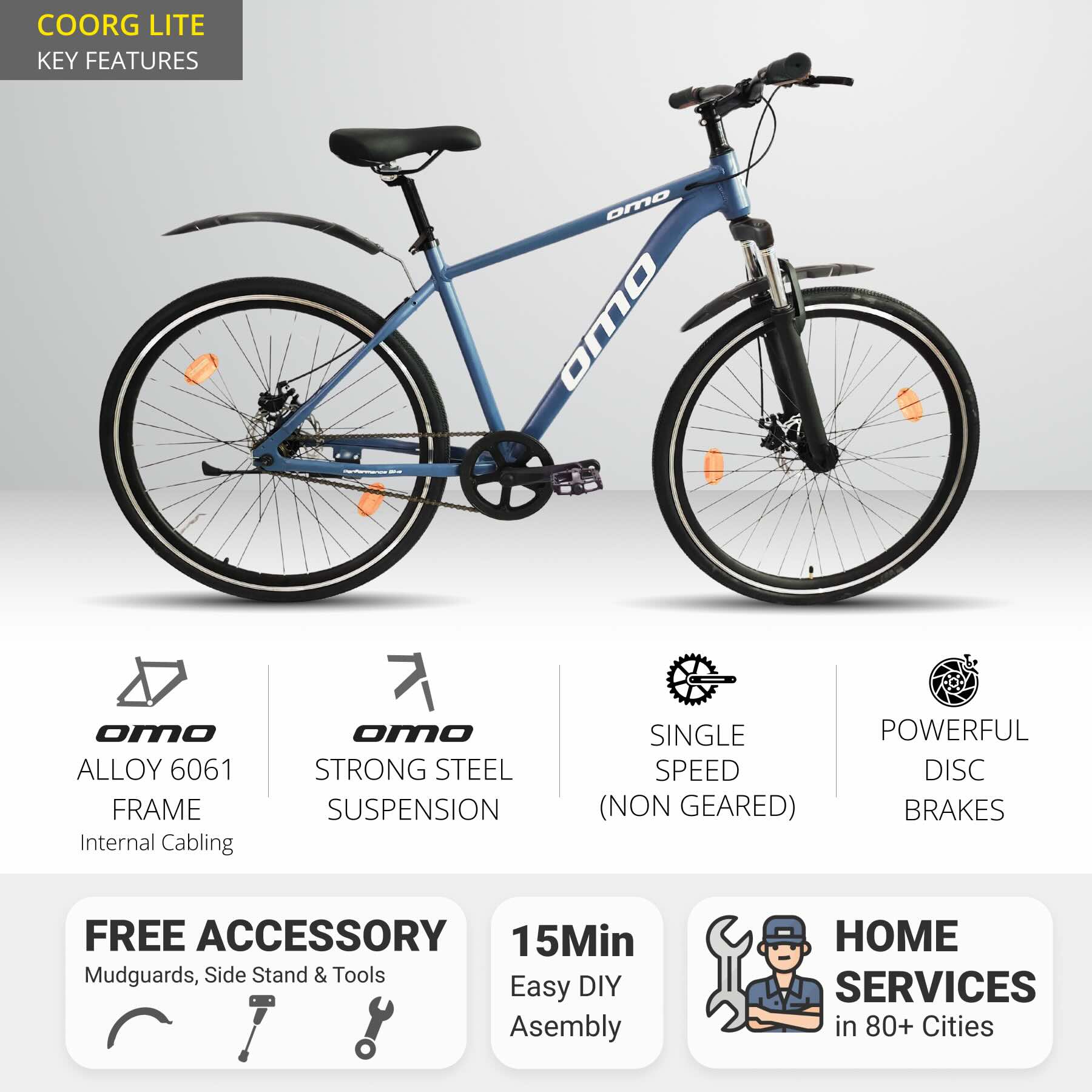 coorg lite alloy frame hybrid bike key features view