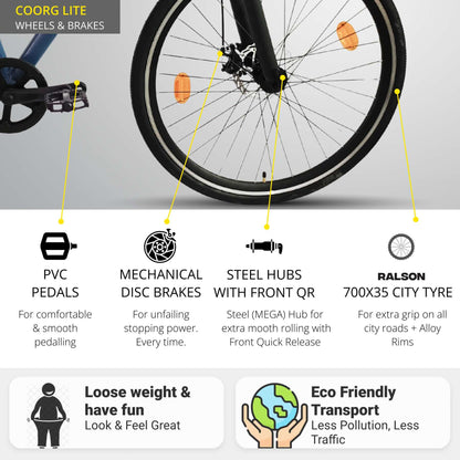 coorg lite single gear hybrid cycle quick release wheel view