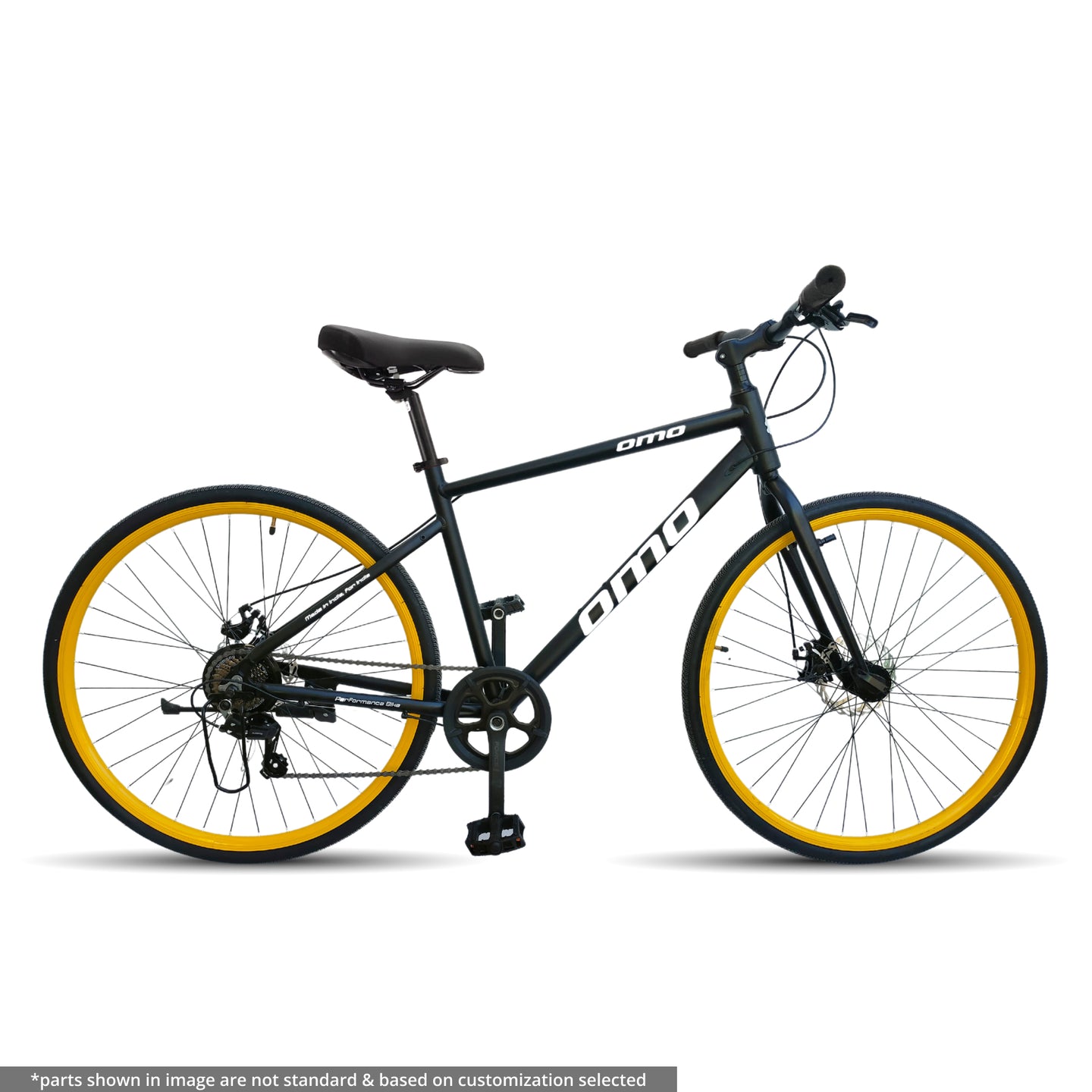 Hampi Ace 700 alloy frame hybrid bike under 15000 in india online by omobikes yellow color