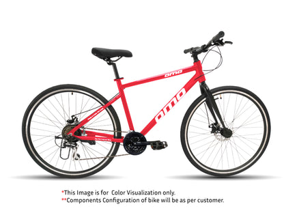 omobikes HAMPI PRO SHIMANO Gear 3X9 ALIVIO with ALLOY Rigid Fork 700C  Hybrid Bike red black color 