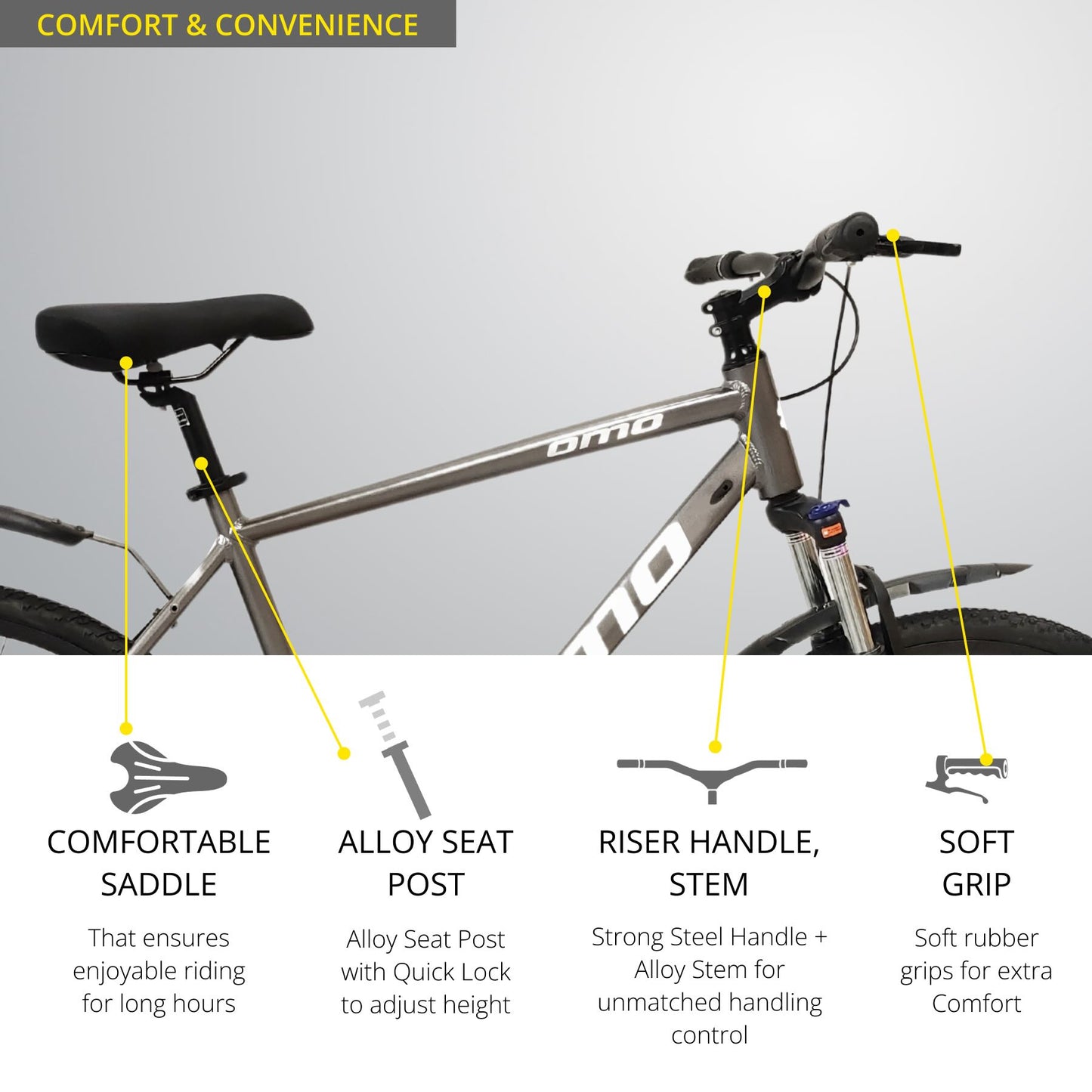 ladakh lite without gear hybrid cycle handle and seat view