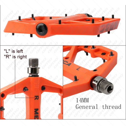 Meroca Nylon Wide Platform Bike Pedals | Non-Slip, Plain Bearing