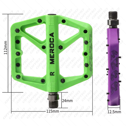 Meroca Nylon Wide Platform Bike Pedals | Non-Slip, Plain Bearing