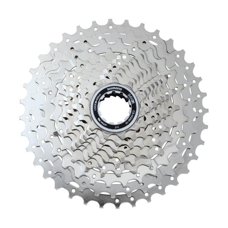 Shimano Deore HG50 10 Speed Bicycle gear cassette on a white background