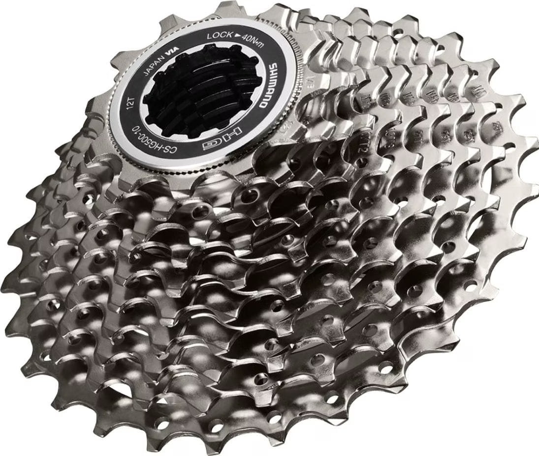 Shimano Tiagra HG500 10 speed gear cassette with Shimano branding 