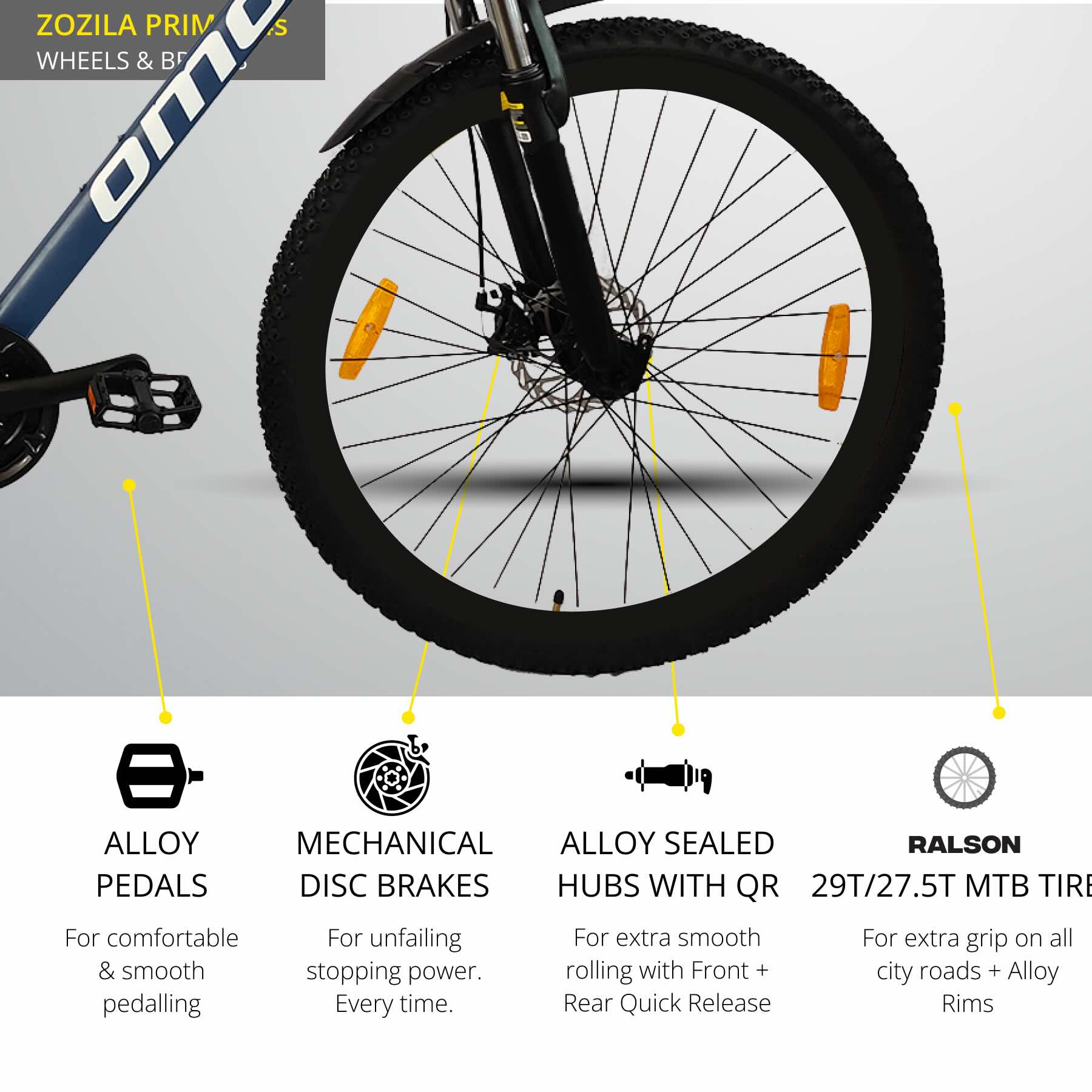 zozila prime 24 gear front wheel view alloy mtb by omobikes