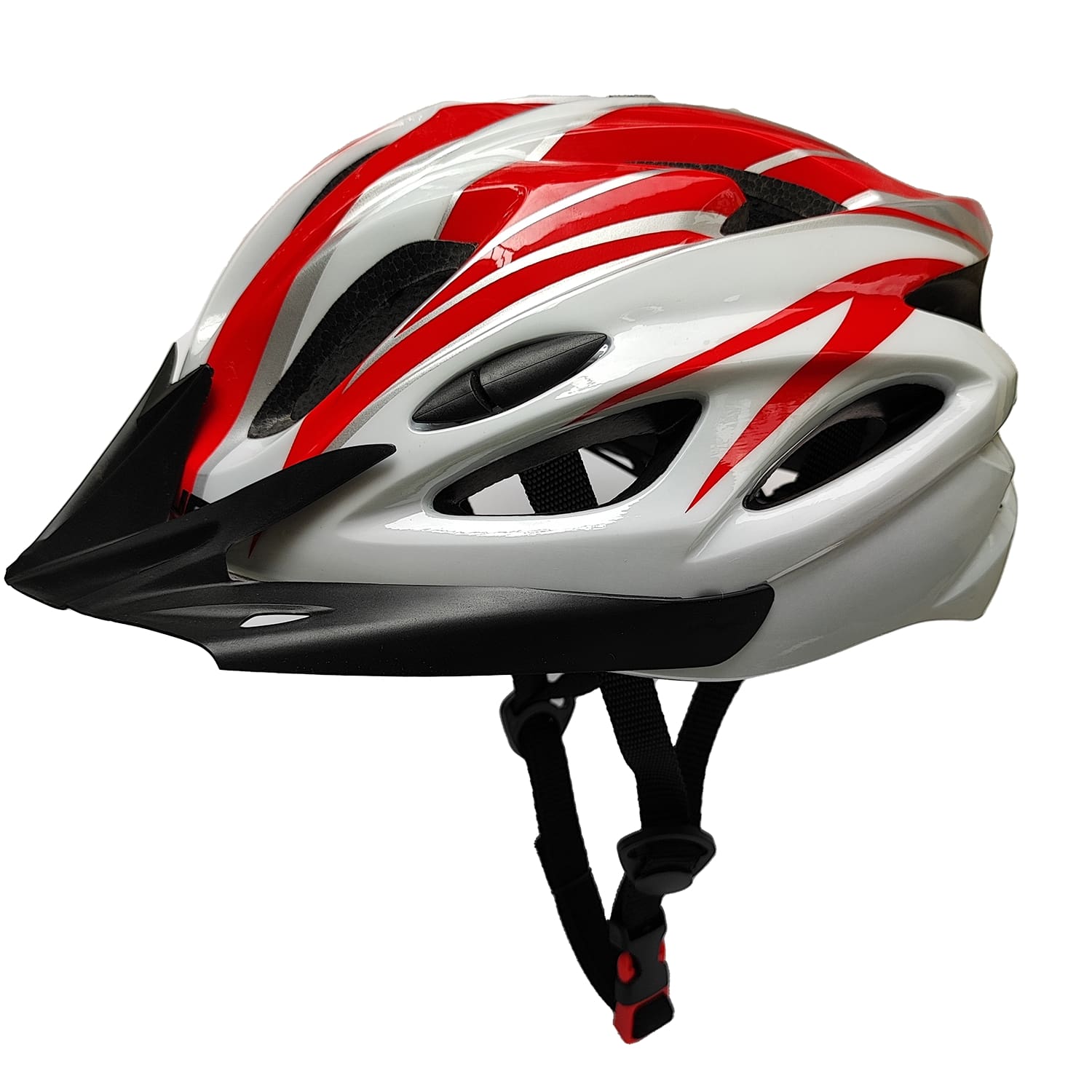 Bicycle helmet red & white color top view by omobikes