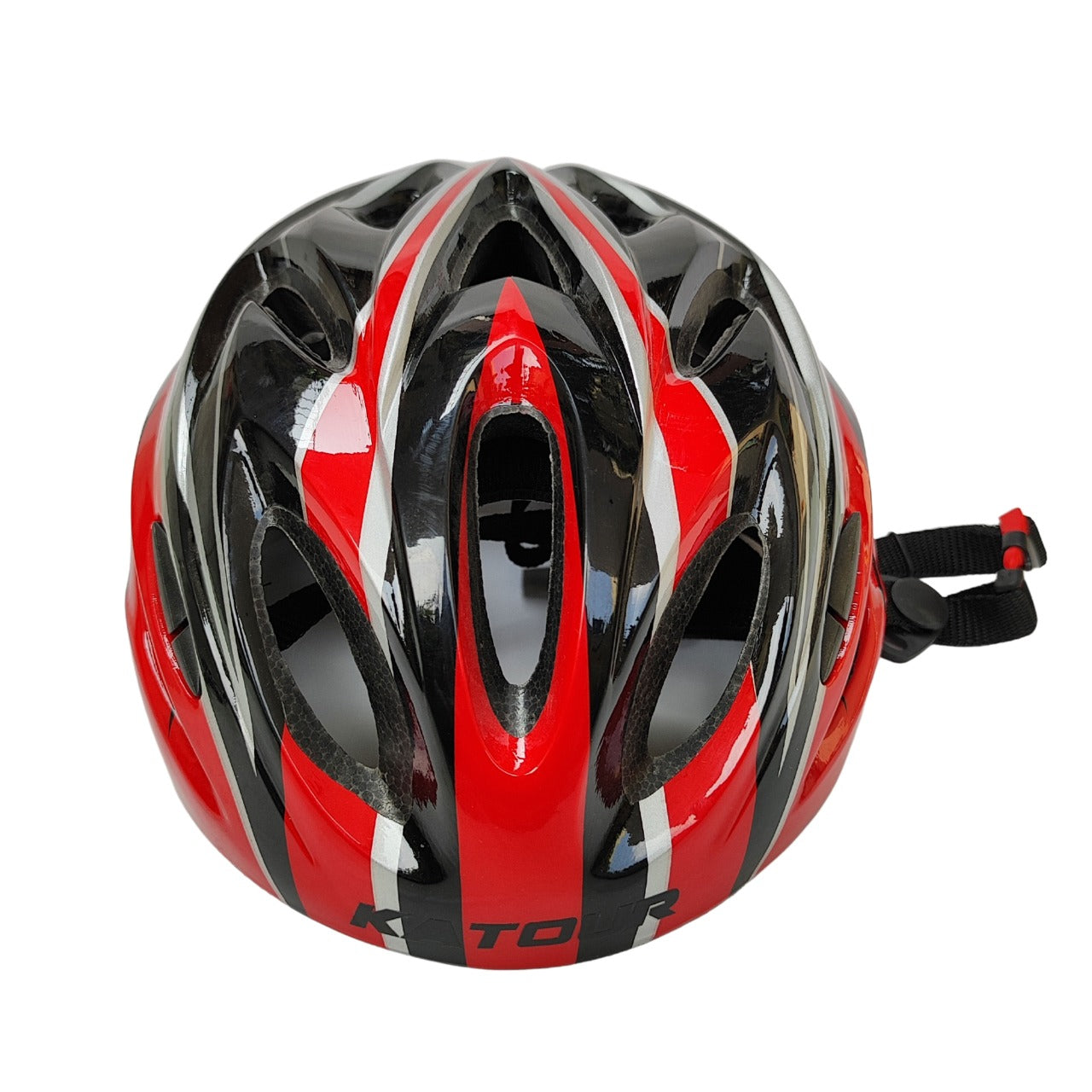 Bicycle helmet red color top view by omobikes