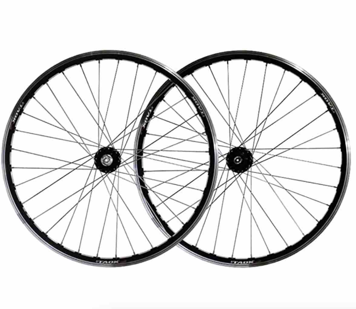 Bicycle wheel fully laced front view 26T black color spare part by omobikes